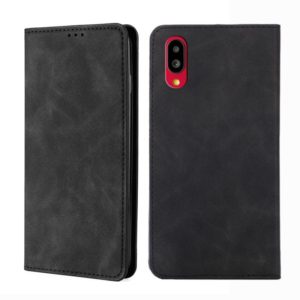 For Sharp Simple Sumaho 6 A201SH Skin Feel Magnetic Horizontal Flip Leather Phone Case(Black) (OEM)