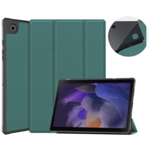 For Samsung Galaxy Tab A8 2021 SM-X205 3-Fold Holder Leather Tablet Case(Dark Green) (OEM)