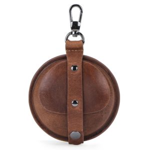CF1042B For AirPods Pro Crazy Horse Texture Convenient Multifunction Earphone Protective Leather Case with Hook(Brown) (OEM)
