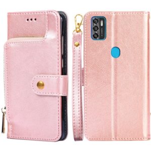 For ZTE Blade A7s 2020 Zipper Bag PU + TPU Horizontal Flip Leather Case with Holder & Card Slot & Wallet & Lanyard(Gold) (OEM)