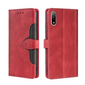 For Sony Xperia Ace II Skin Feel Straw Hat Magnetic Buckle Leather Phone Case(Red) (OEM)