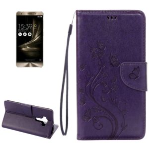 For Asus ZenFone 3 / ZE552KL Pressed Flowers Pattern Leather Case with Holder & Card Slots & Wallet(Purple) (OEM)