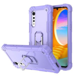 For LG Velvet PC + Rubber 3-layers Shockproof Protective Case with Rotating Holder(Purple) (OEM)