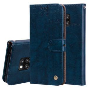 Business Style Oil Wax Texture Horizontal Flip Leather Case for Huawei Mate 20 Pro, with Holder & Card Slots & Wallet (Blue) (OEM)