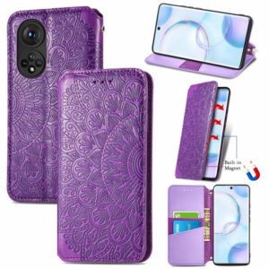 For Honor 50 Blooming Mandala Embossed Pattern Magnetic Horizontal Flip Leather Case with Holder & Card Slots & Wallet(Purple) (OEM)