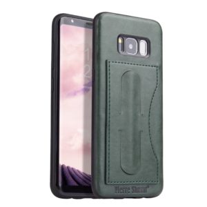 Fierre Shann Full Coverage Protective Leather Case for Galaxy S8, with Holder & Card Slot(Green) (OEM)