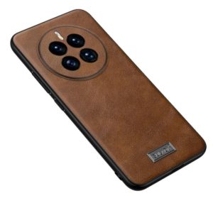 For Huawei Mate 50 SULADA Shockproof TPU + Handmade Leather Protective Phone Case(Brown) (SULADA) (OEM)