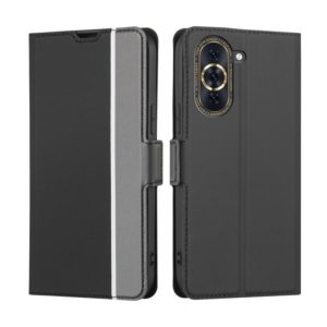 For Huawei nova 10 Pro Twill Texture Side Button Leather Phone Case(Black) (OEM)