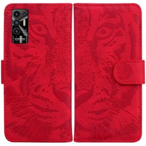 For Tecno Pova 2 Tiger Embossing Pattern Horizontal Flip Leather Phone Case(Red) (OEM)