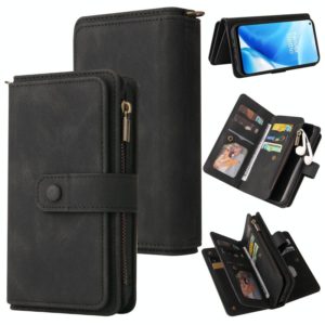 For OnePlus Nord N200 5G Skin Feel PU + TPU Horizontal Flip Leather Case With Holder & 15 Cards Slot & Wallet & Zipper Pocket & Lanyard(Black) (OEM)