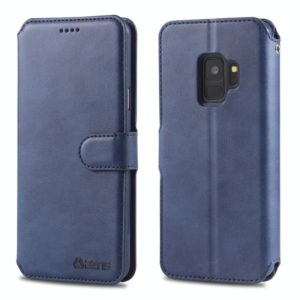 For Galaxy S9 AZNS Calf Texture Magnetic Horizontal Flip PU Leather Case with Holder & Card Slots & Photo Frame(Blue) (AZNS) (OEM)