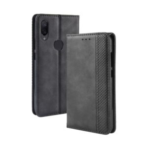 Magnetic Buckle Retro Crazy Horse Texture Horizontal Flip Leather Case for Xiaomi Redmi 7, with Holder & Card Slots & Photo Frame (Black) (OEM)