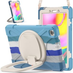 For Samsung Galaxy Tab A 8.0 (2019) T290 / T295 Silicone + PC Protective Case with Holder & Shoulder Strap(Colorful Blue) (OEM)