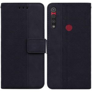 For Motorola Moto G8 Play / One Macro Geometric Embossed Leather Phone Case(Black) (OEM)