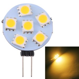G4 6 LEDs SMD 5050 72LM 2800-3200K Stepless Dimming Energy Saving Light Pin Base Lamp Bulb, DC 12V(Warm White) (OEM)