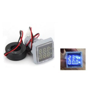 AD16-22FVA Square Signal Indicator Type Mini Digital Display AC Voltage And Current Meter(White) (OEM)