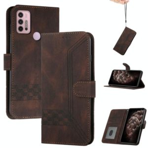 For Motorola Moto G60S Cubic Skin Feel Flip Leather Phone Case(Dark Brown) (OEM)