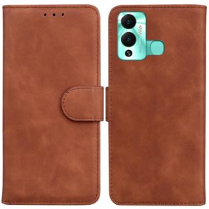 For Infinix Hot 12 Play Skin Feel Pure Color Flip Leather Phone Case(Brown) (OEM)