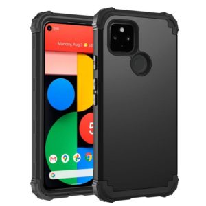 For Google Pixel 5 3 in 1 Shockproof PC + Silicone Protective Case(Black) (OEM)