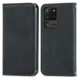 For Samsung Galaxy S20 Ultra Retro Skin Feel Business Magnetic Horizontal Flip Leather Case with Holder & Card Slots & Wallet & Photo Frame(Black) (OEM)