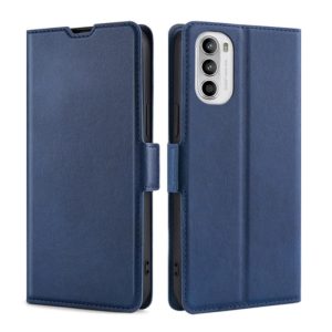 For Motorola Moto G52 4G/G82 5G Ultra-thin Voltage Side Buckle Horizontal Flip Leather Phone Case(Blue) (OEM)