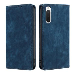 For Sony Xperia 10 IV RFID Anti-theft Brush Magnetic Leather Phone Case(Blue) (OEM)