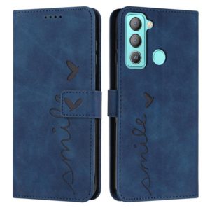 For Tecno POP 5 LTE Skin Feel Heart Pattern Leather Phone Case(Blue) (OEM)