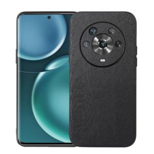 For Honor Magic4 Wood Texture PU Phone Case(Black) (OEM)