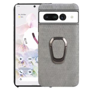 For Google Pixel 7 Ring Holder Honeycomb PU Skin Phone Case(Grey) (OEM)