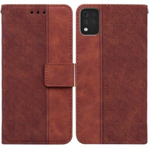 For LG K42 Geometric Embossed Leather Phone Case(Brown) (OEM)