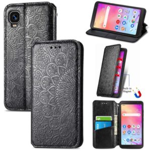 For TCL A509DL / A3 Blooming Mandala Embossed Magnetic Leather Phone Case(Black) (OEM)