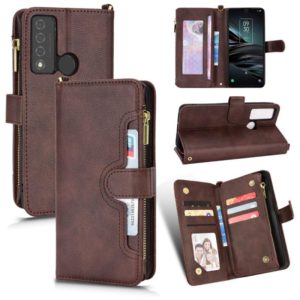 For TCL 20 XE Litchi Texture Zipper Leather Phone Case(Brown) (OEM)