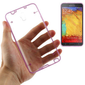 Transparent Plastic + Fluorescent Effect TPU Frame Case for Galaxy Note 3 Neo / N7505(Purple) (OEM)