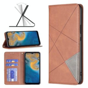 For ZTE Blade A51 Prismatic Invisible Magnetic Leather Phone Case(Brown) (OEM)