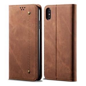 For iPhone XS Max Denim Texture Casual Style Horizontal Flip Leather Case with Holder & Card Slots & Wallet(Brown) (OEM)