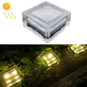Solar Buried Lamp Vertical Striped Ice Square Grass Garden Decoration Waterproof Light(Warm Light) (OEM)