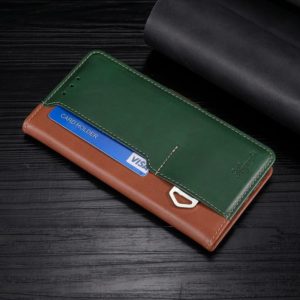For Huawei nova 9 Contrast Color Side Buckle Leather Phone Case(Light Brown + Green) (OEM)