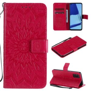For OPPO A52 / A72 / A92 Sun Embossing Pattern Horizontal Flip Leather Case with Card Slot & Holder & Wallet & Lanyard(Red) (OEM)