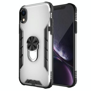 For iPhone XR Magnetic Frosted PC + Matte TPU Shockproof Case with Ring Holder(Milky White) (OEM)