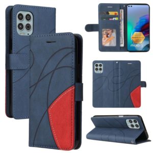 For Motorola Edge S / Moto G100 Dual-color Splicing Horizontal Flip PU Leather Case with Holder & Card Slots & Wallet(Blue) (OEM)