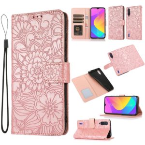 For Xiaomi Mi CC9 Skin Feel Embossed Sunflower Horizontal Flip Leather Case with Holder & Card Slots & Wallet & Lanyard(Rose Gold) (OEM)