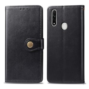 For OPPO A8 Solid Color Leather Buckle Phone Case with Lanyard & Photo Frame & Card Slot & Wallet & Stand Function(Black) (OEM)