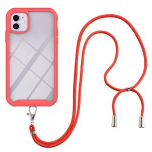 For iPhone 11 Starry Sky Solid Color Series Shockproof PC + TPU Protective Case with Neck Strap (Red) (OEM)