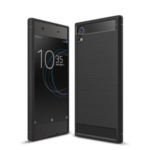 For Sony Xperia XA1 Brushed Texture Carbon Fiber Shockproof TPU Rugged Armor Protective Case(Black) (OEM)