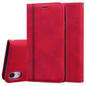 For iPhone XR Frosted Business Magnetic Horizontal Flip PU Leather Case with Holder & Card Slot & Lanyard(Red) (OEM)
