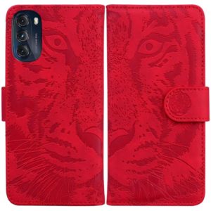 For Motorola Moto G 2022 Tiger Embossing Pattern Horizontal Flip Leather Phone Case(Red) (OEM)