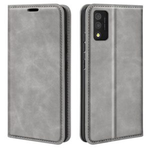 For TCL 30T Retro-skin Magnetic Suction Leather Phone Case(Grey) (OEM)
