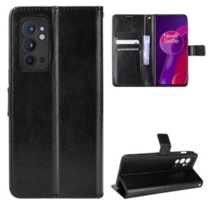 For OnePlus 9RT 5G Crazy Horse Texture Horizontal Flip Phone Leather Case with Holder & Card Slots & Lanyard(Black) (OEM)