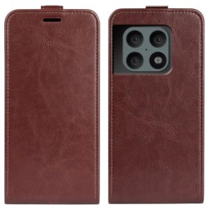 For OnePlus 10 Pro 5G R64 Texture Single Vertical Flip Leather Phone Protective Case with Card Slots & Photo Frame(Brown) (OEM)