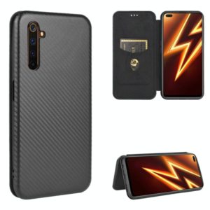 For OPPO Realme 6 Pro Carbon Fiber Texture Horizontal Flip TPU + PC + PU Leather Case with Card Slot(Black) (OEM)